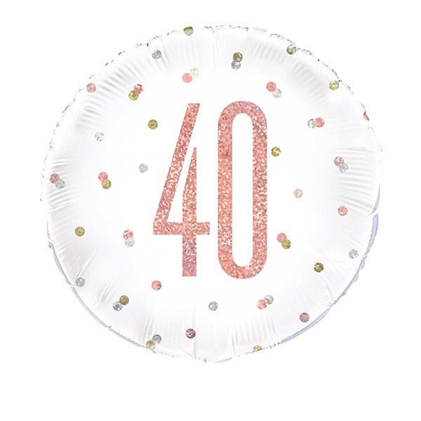 Folie Ballon Rosé Goud & Wit 40 Jaar (45CM)