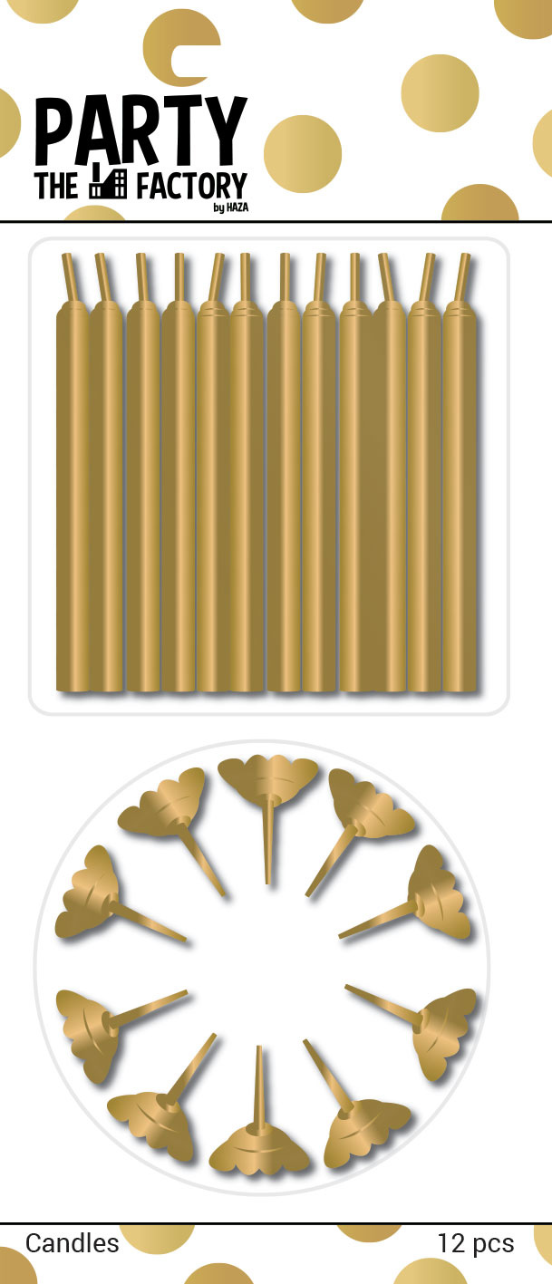 Taartkaarsjes Goud + Houder 24ST