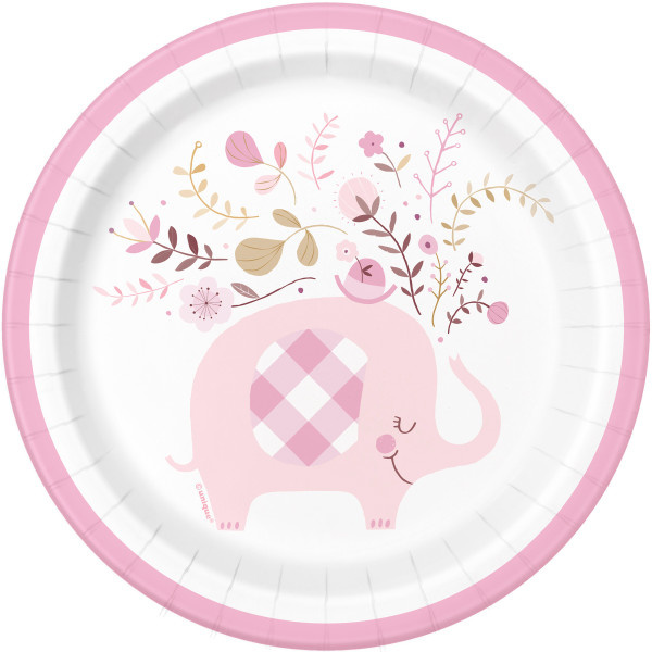 BabyShower Bordjes Elephant Pink 23CM (8ST)