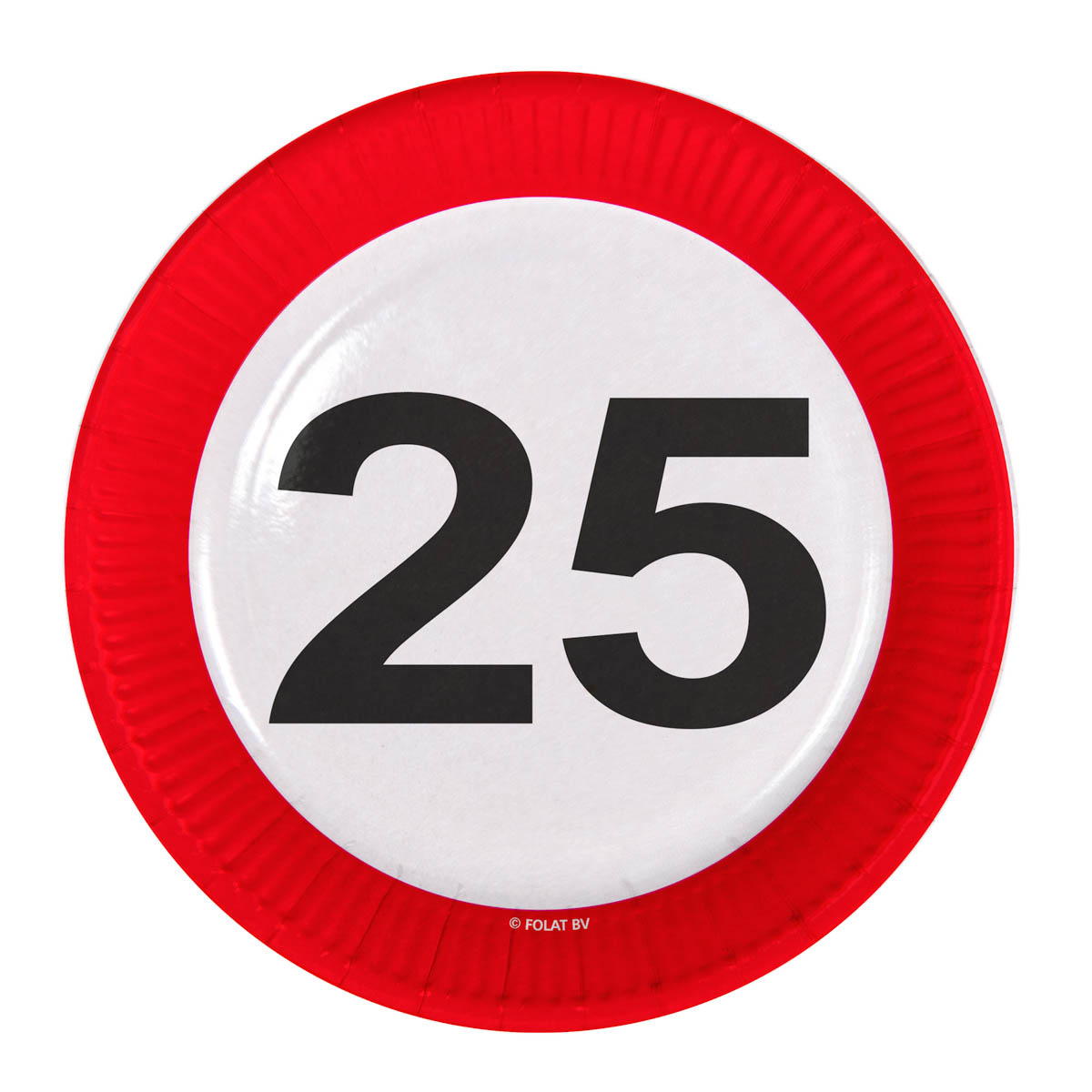 Feestbordjes 25 Jaar Verkeersbord 23CM (8ST)
