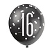 Unique Ballonnen 16 Jaar Zwart & Zilver 30CM (6ST) Unique Ballonnen 16 Jaar Zwart & Zilver 30CM (6ST)