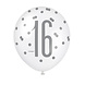 Unique Ballonnen 16 Jaar Zwart & Zilver 30CM (6ST) Unique Ballonnen 16 Jaar Zwart & Zilver 30CM (6ST)