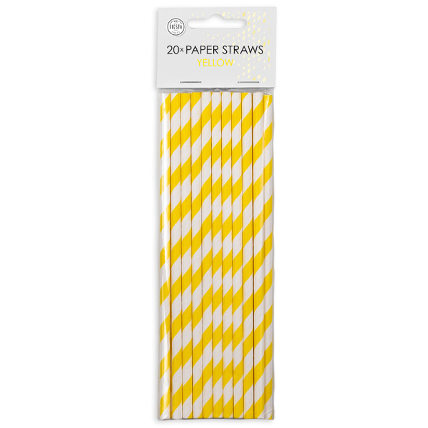 Papieren Rietjes Geel (20ST)