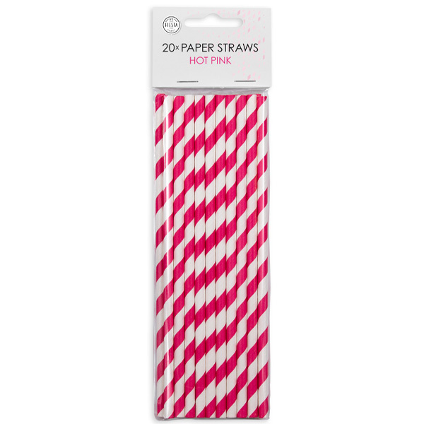 Papieren Rietjes Hot Pink 20ST