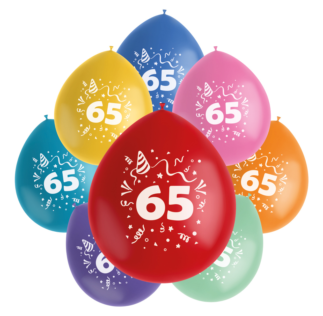 Ballonnen Color Pop 65 Jaar 23CM (8ST)