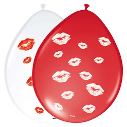 Ballonnen Kusjes Rood & Wit 30CM (8ST)