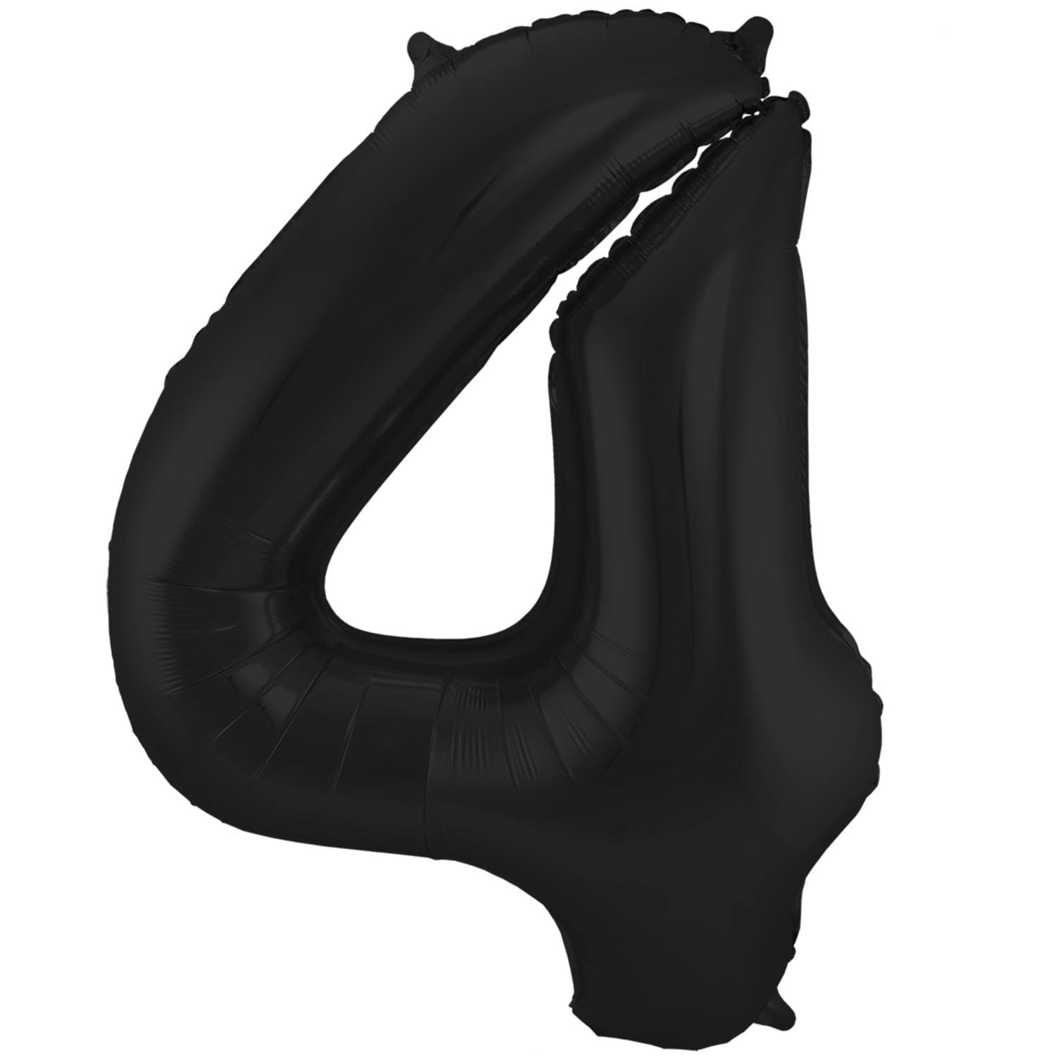 XL Folieballon Cijfer 4 Zwart (86CM)