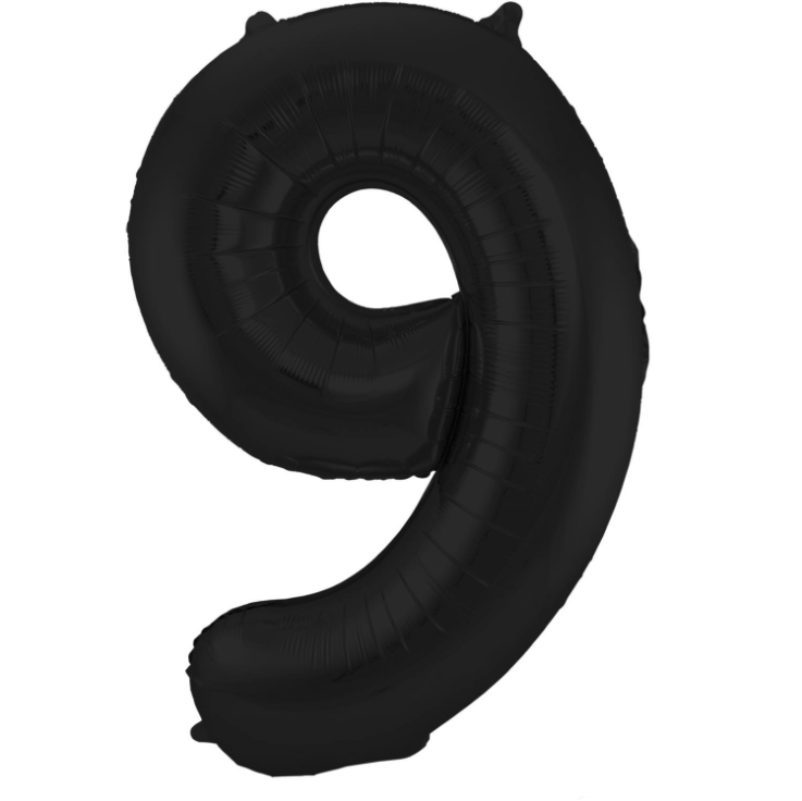 XL Folieballon Cijfer 9 Zwart (86CM)