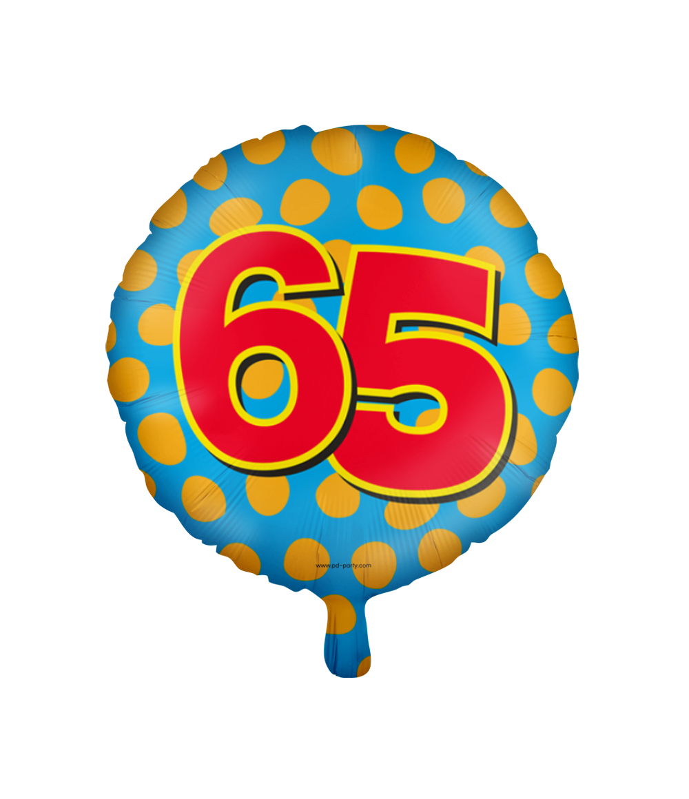 Folieballon 65 Jaar Happy Colors 46CM