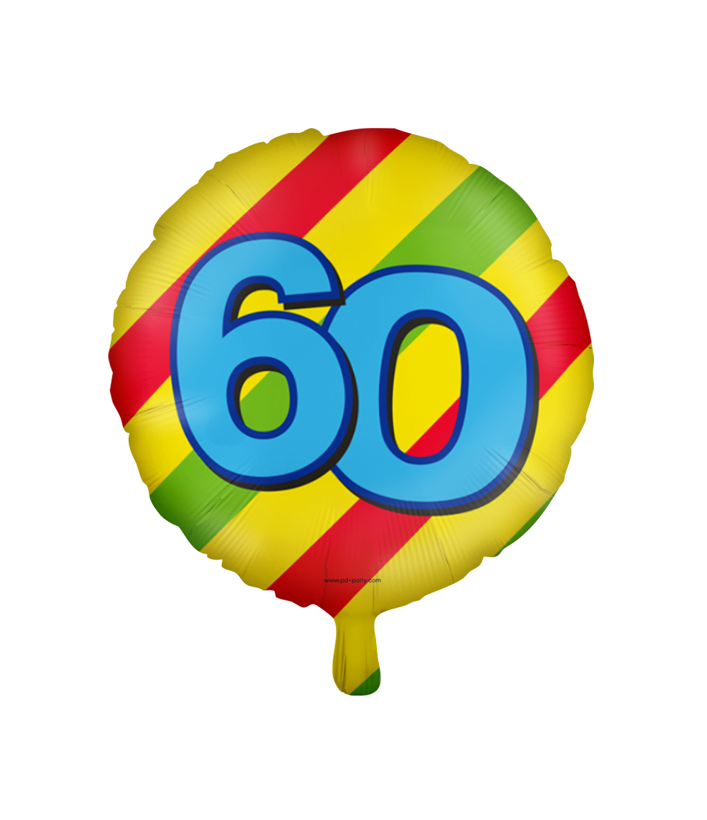 Folieballon 60 Jaar Happy Colors 46CM