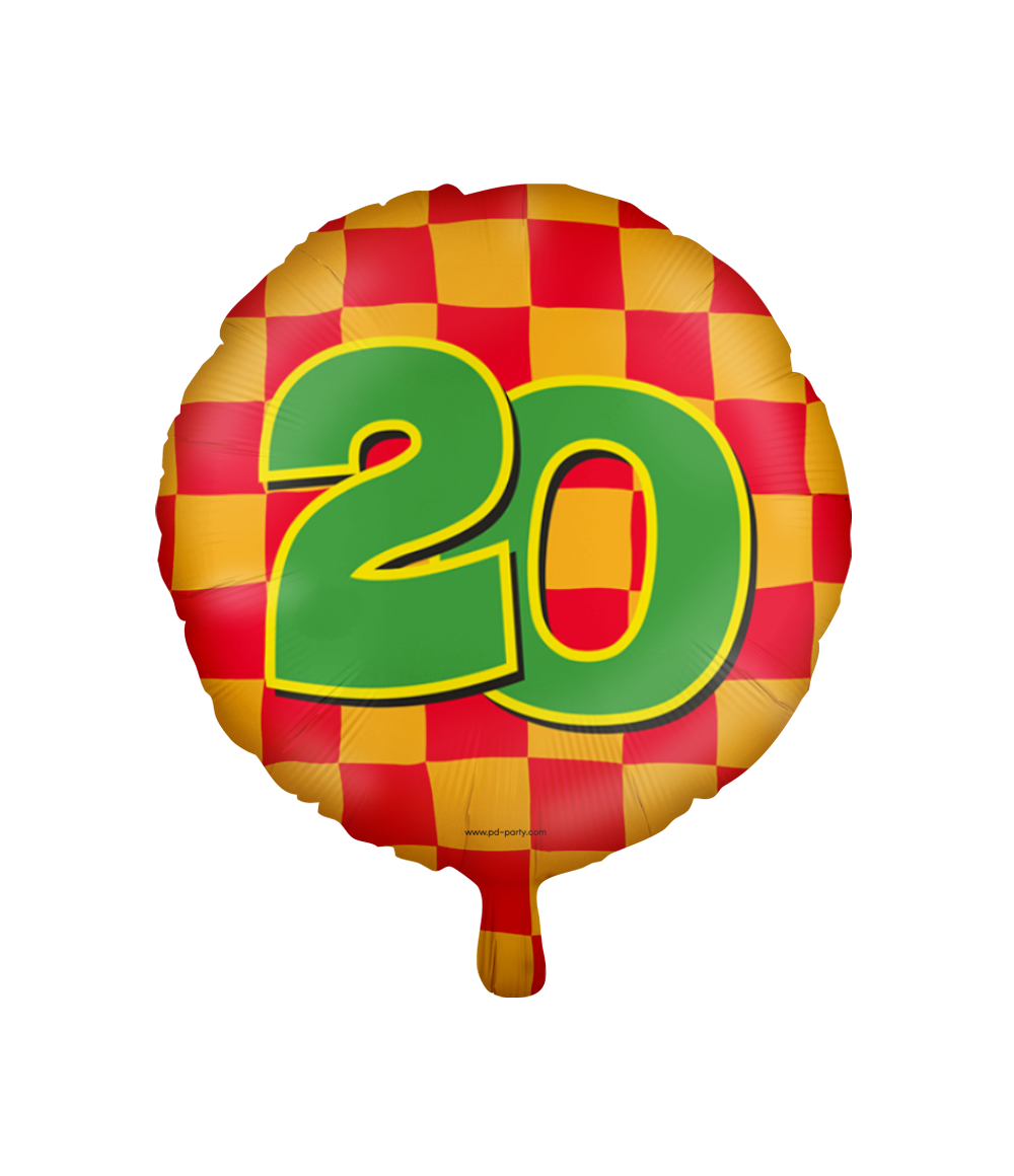 Folieballon 20 Jaar Happy Colors 46CM