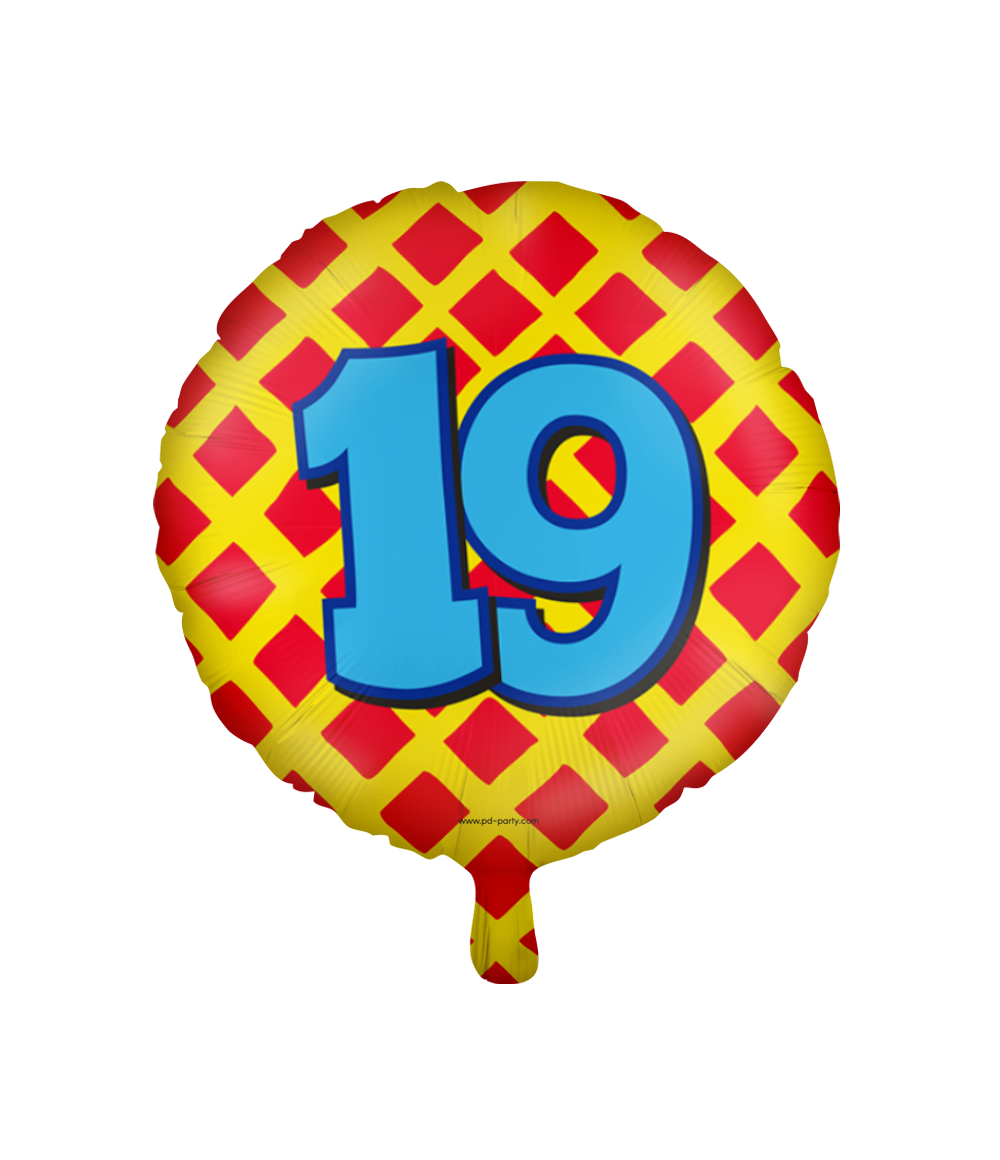 Folieballon 19 Jaar Happy Colors 46CM
