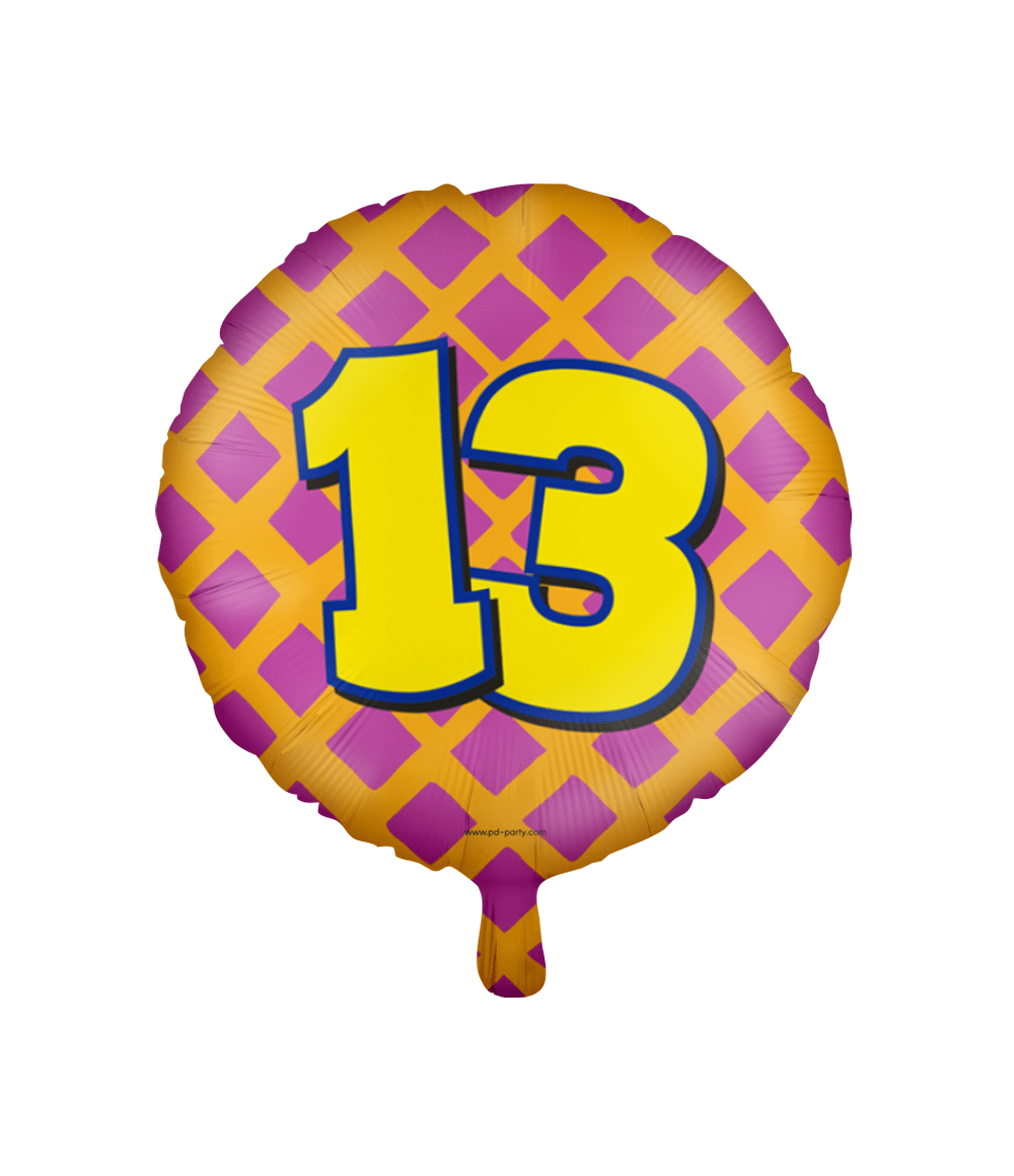 Folieballon 13 Jaar Happy Colors 46CM