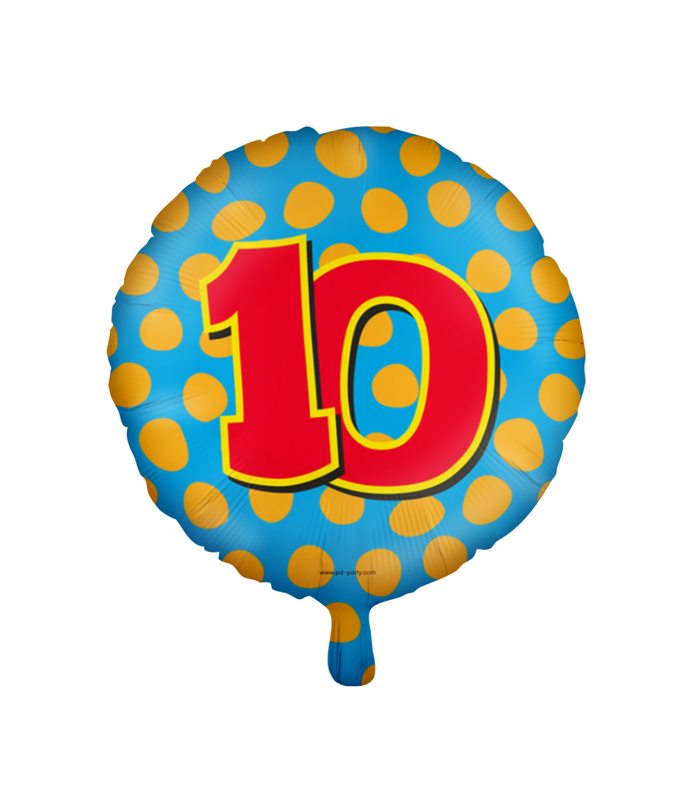 Folieballon 10 Jaar Happy Colors 46CM