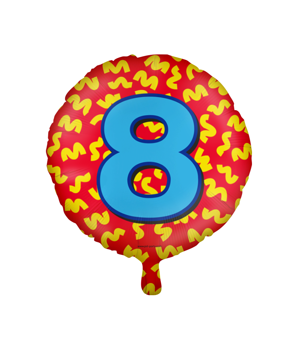 Folieballon 8 Jaar Happy Colors 46CM