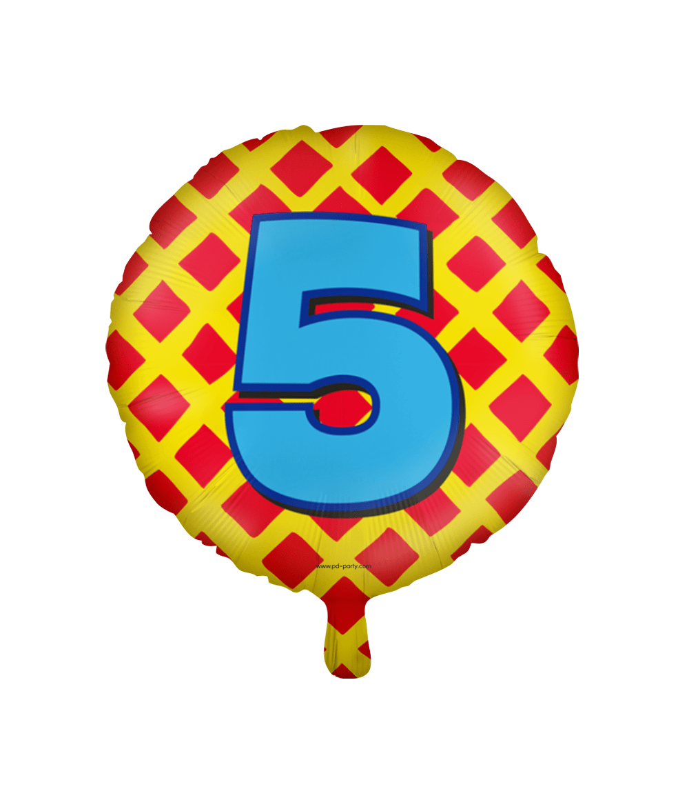 Folieballon 5 Jaar Happy Colors 46CM