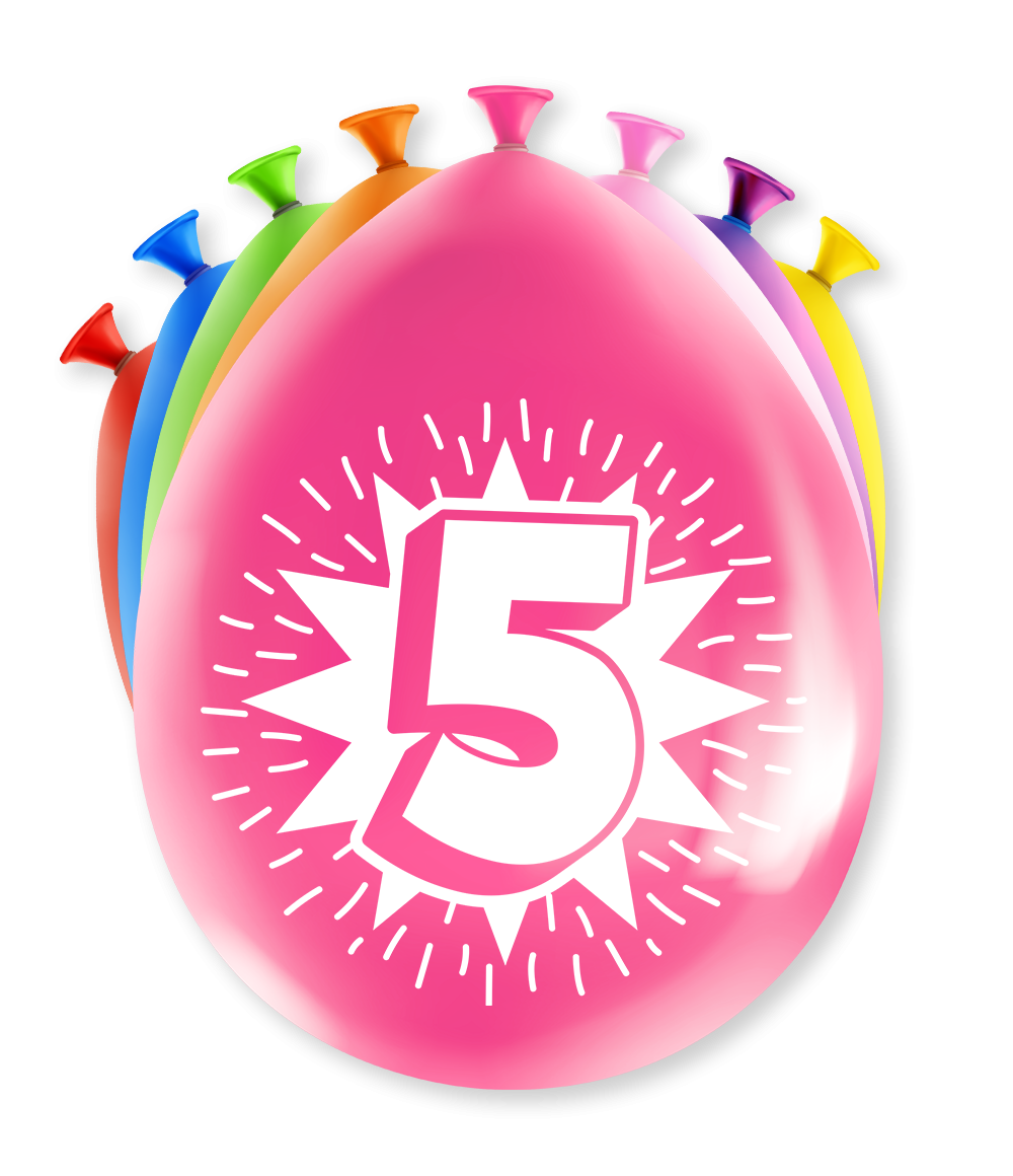 Ballonnen 5 Jaar Party 30CM (8ST)