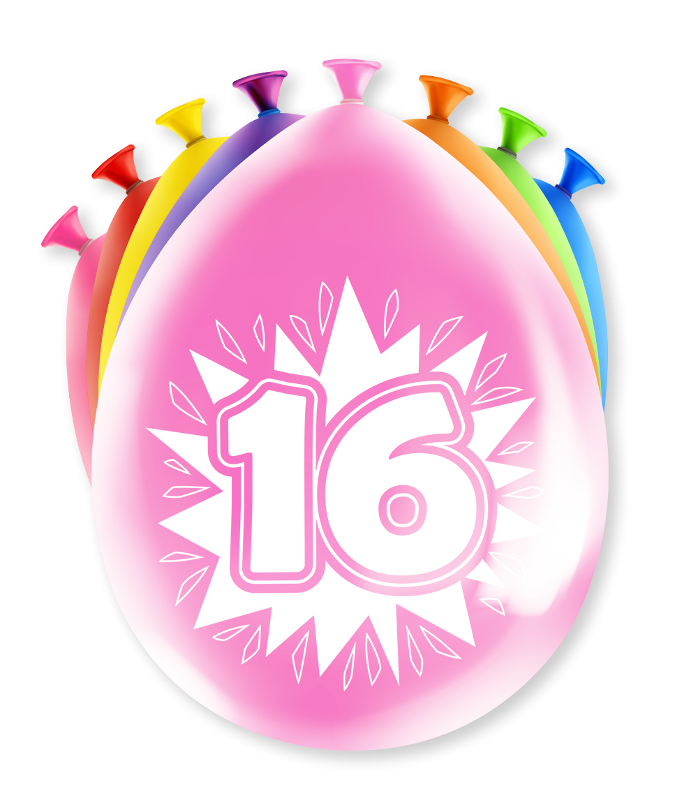 Ballonnen 16 Jaar Party 30CM (8ST)
