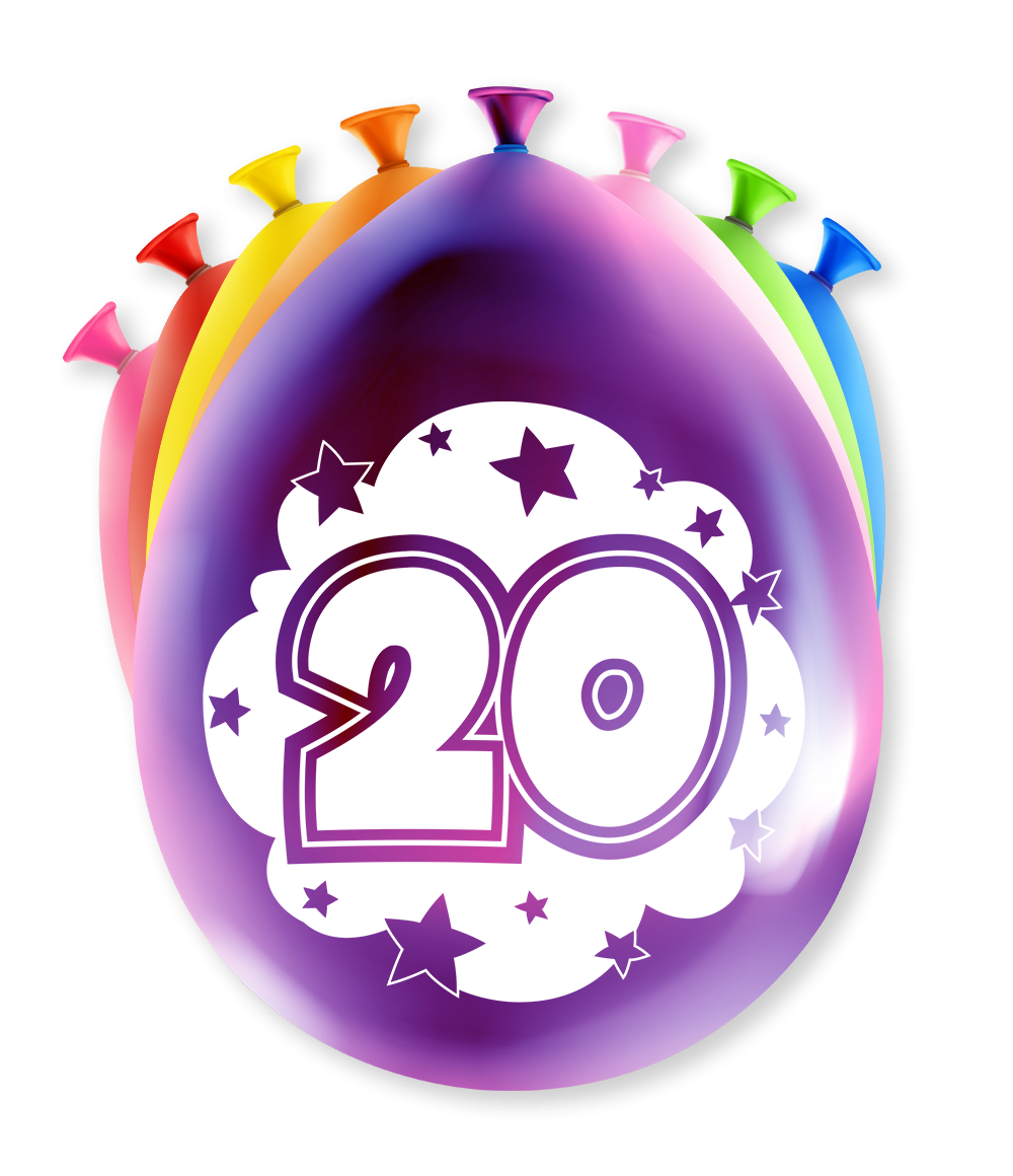 Ballonnen 20 Jaar Party 30CM (8ST)
