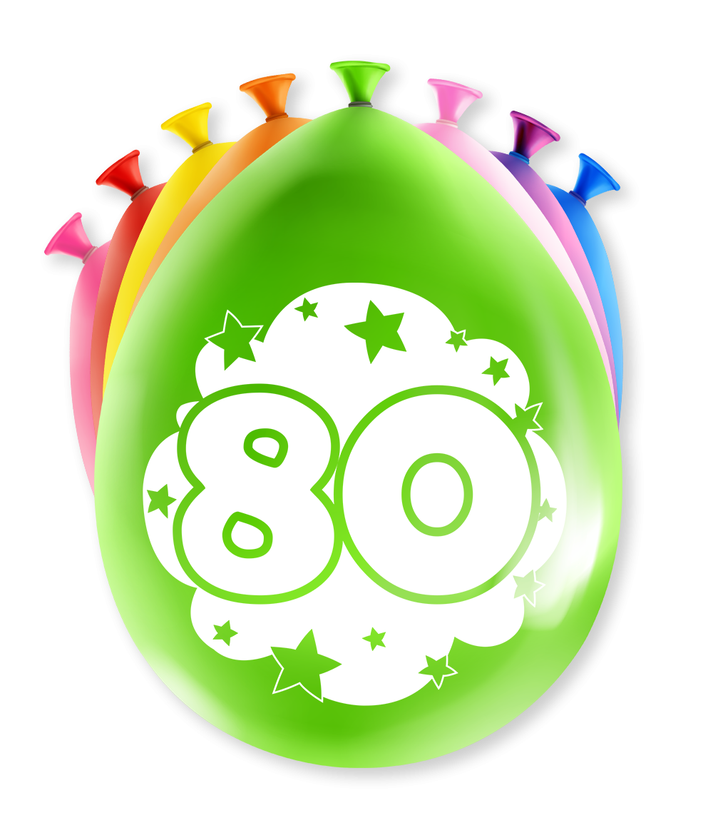 Ballonnen 80 Jaar Party 30CM (8ST)
