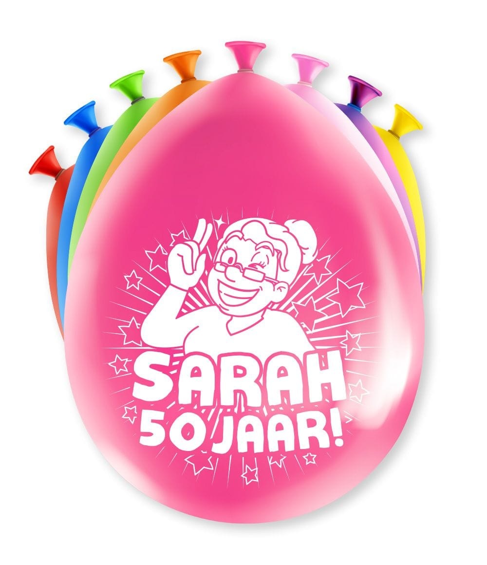 Ballonnen 50 Jaar Hoera Sarah 30CM (8ST)