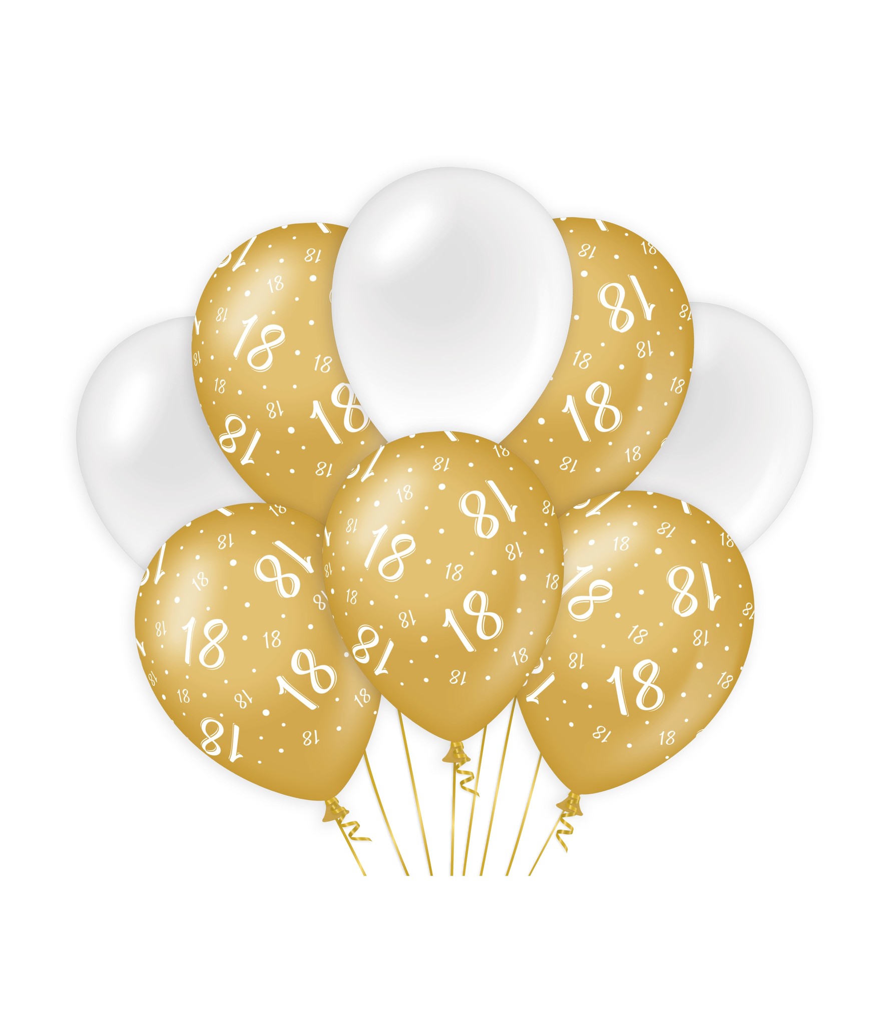 Ballonnen 18 Jaar Goud | Wit 30CM (8ST)