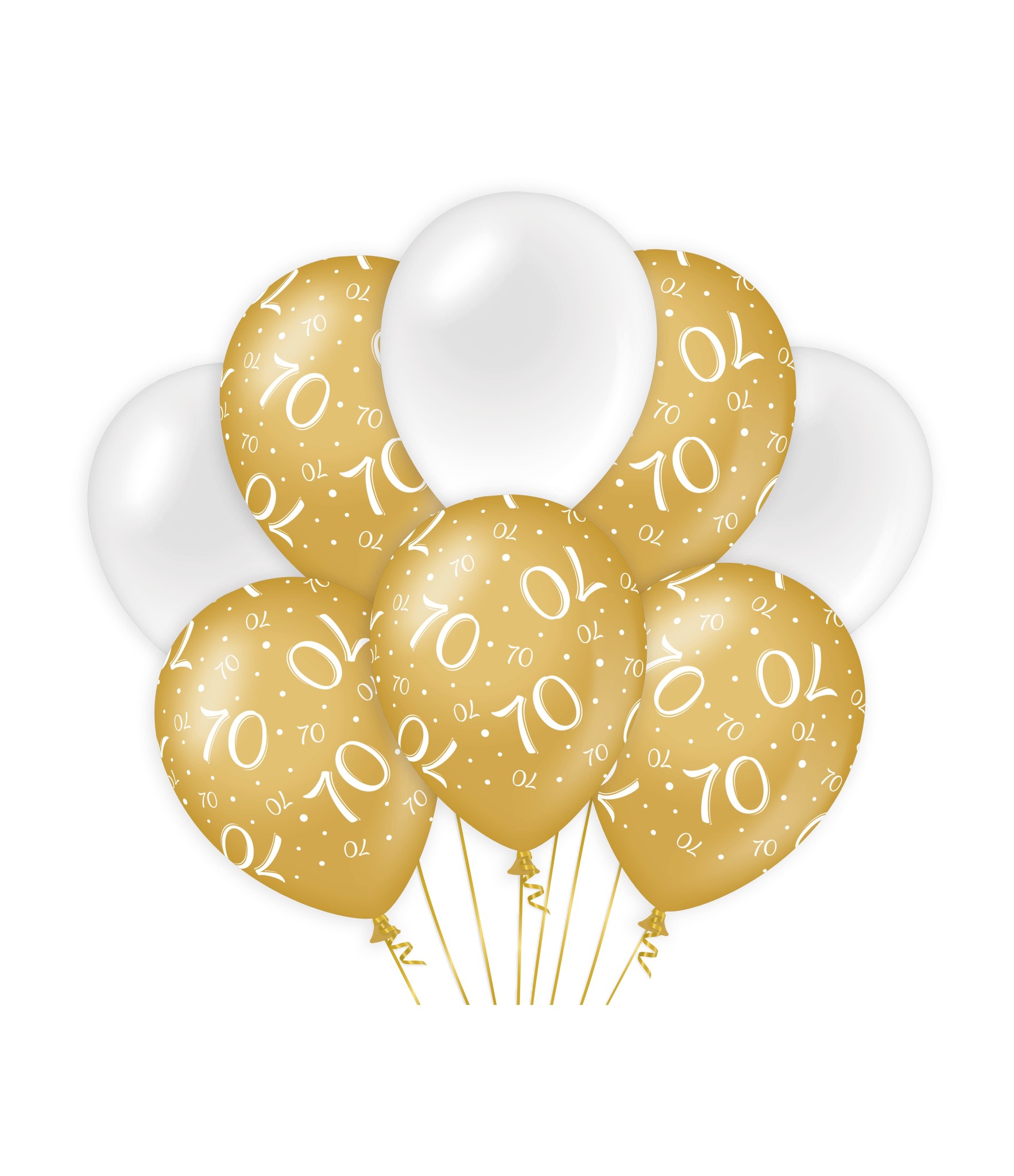 Ballonnen 70 Jaar Goud | Wit 30CM (8ST)