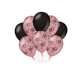 In melk wit oud Paperdreams Ballonnen 80 Jaar Roze | Zwart 30CM (8ST) - Partylove.nl
