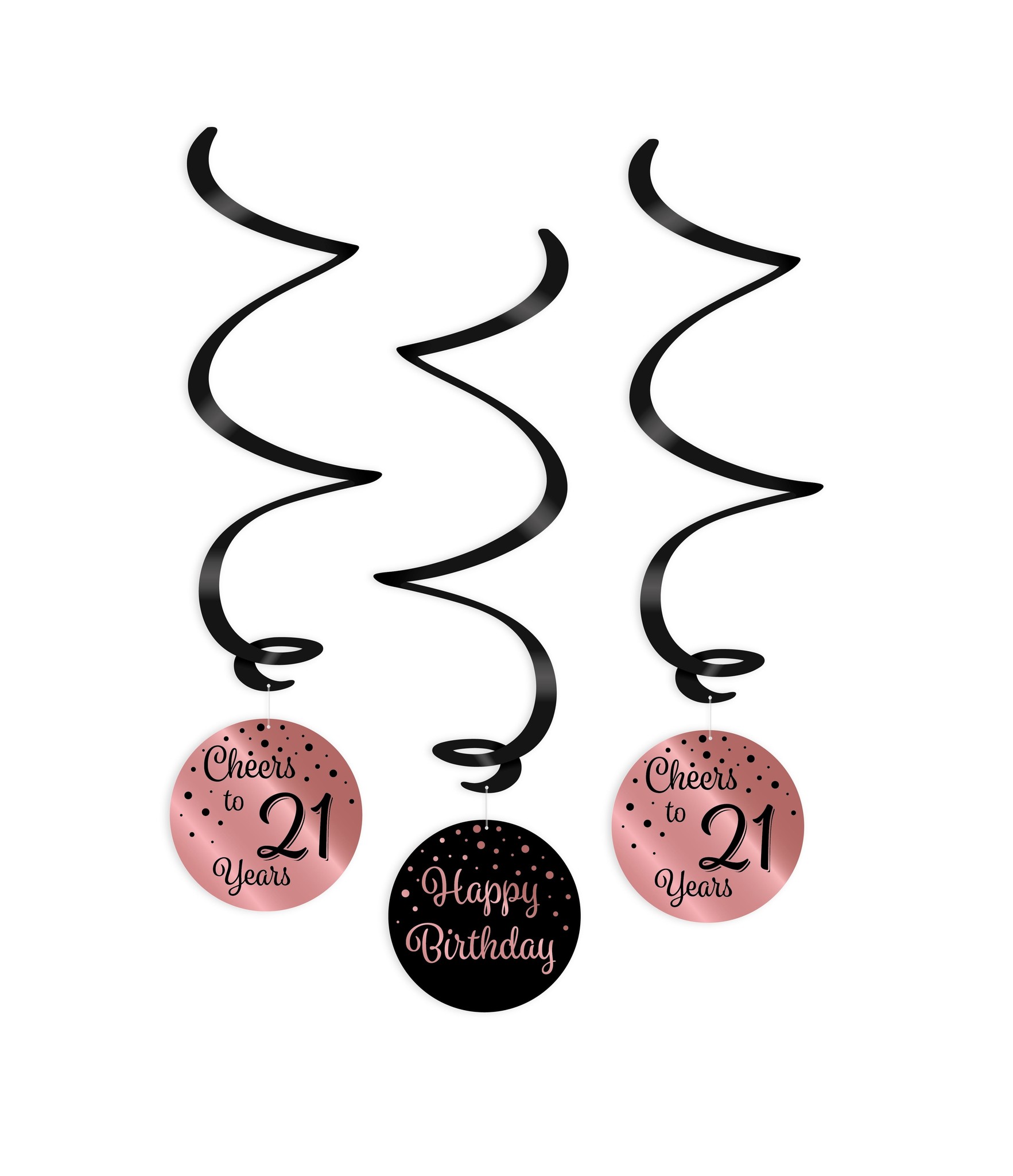 Hangdecoratie 21 Jaar Roze | Zwart 3ST