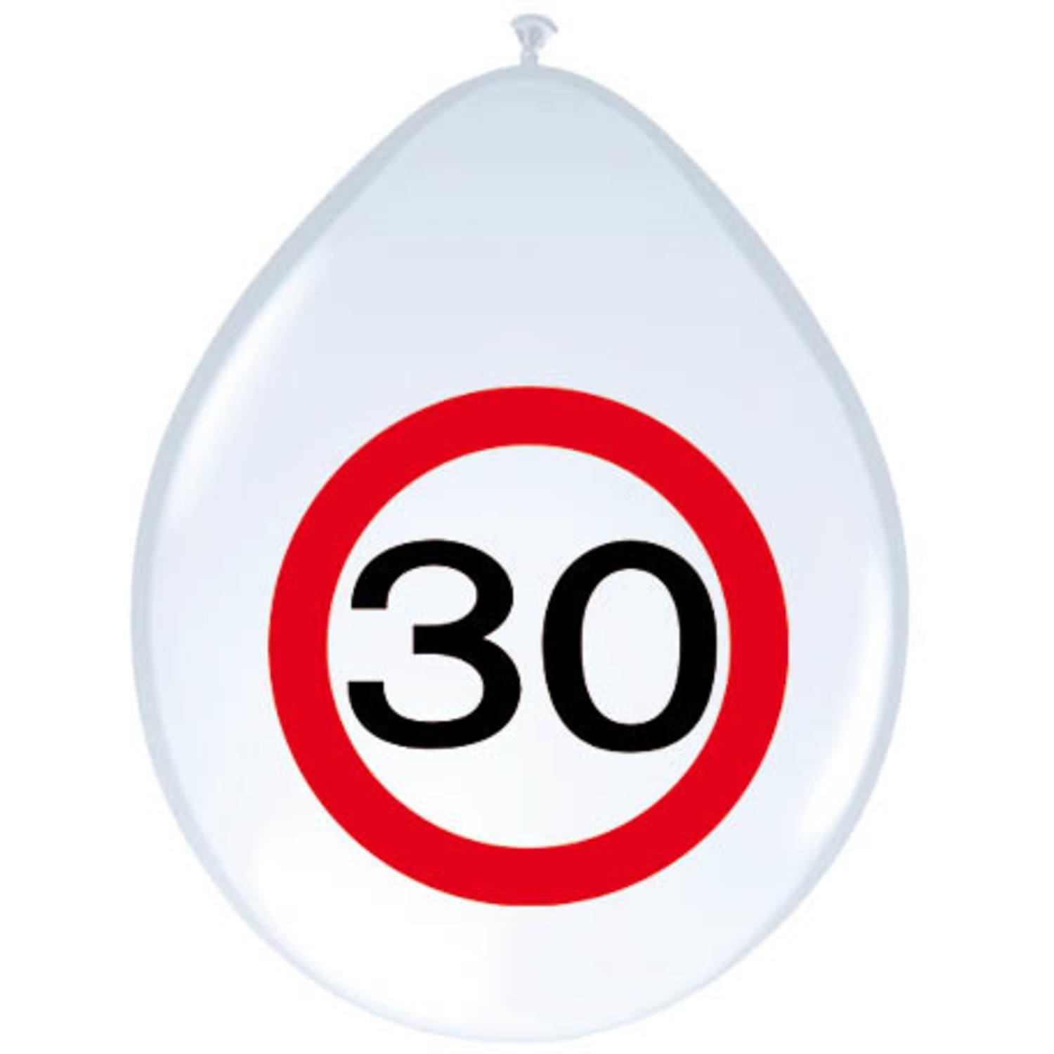 Ballonnen 30 Jaar Verkeersbord 30CM (8ST)