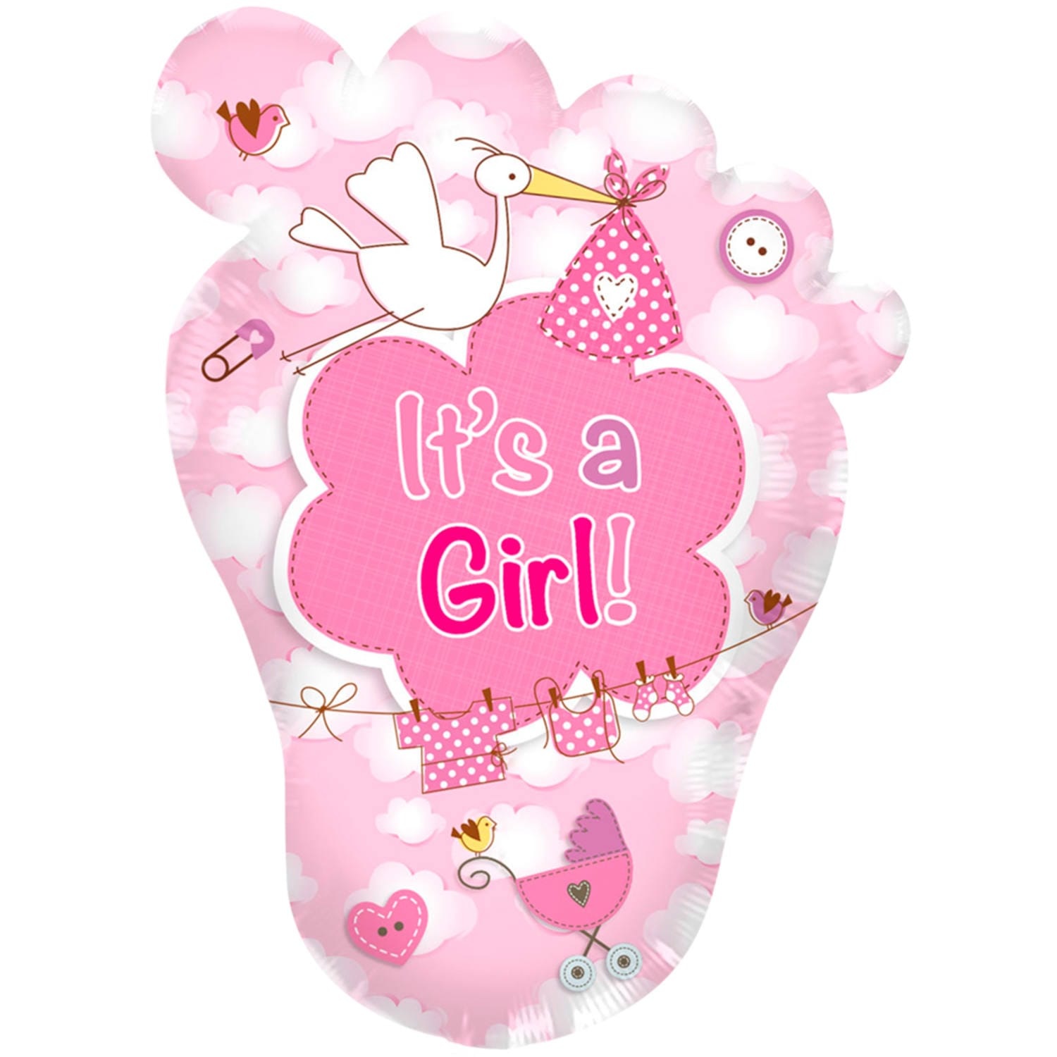 Folieballon Babyvoetje It's a Girl Roze 70CM