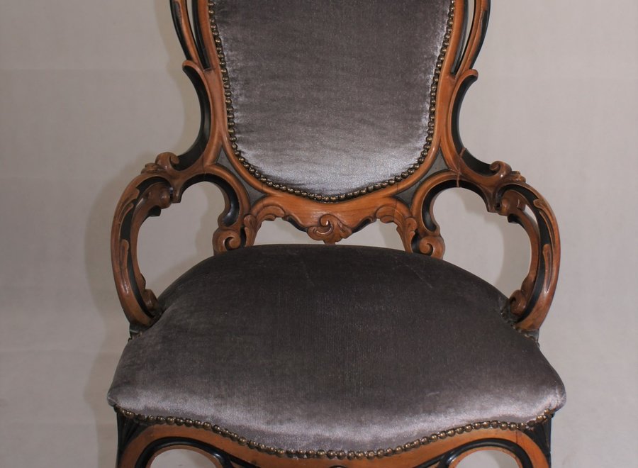 French armchair in burr walnut - Louis -Philippe