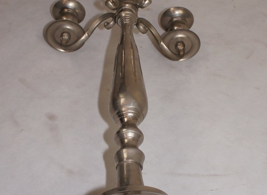 Large candlestick on a large round base with room for 5 candles - France - Mid 20 ° Century