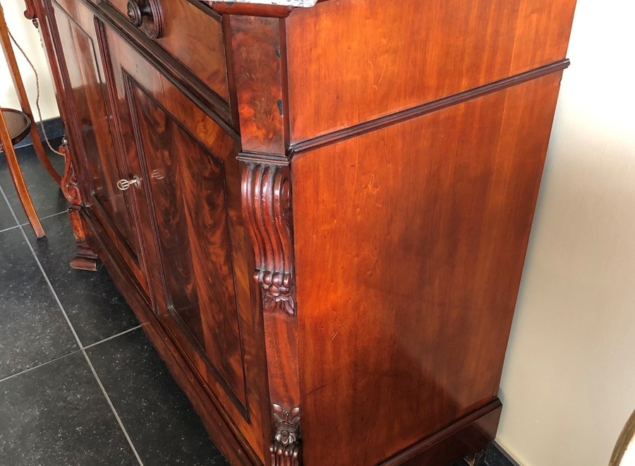 Mahogany sideboard with marble tablet