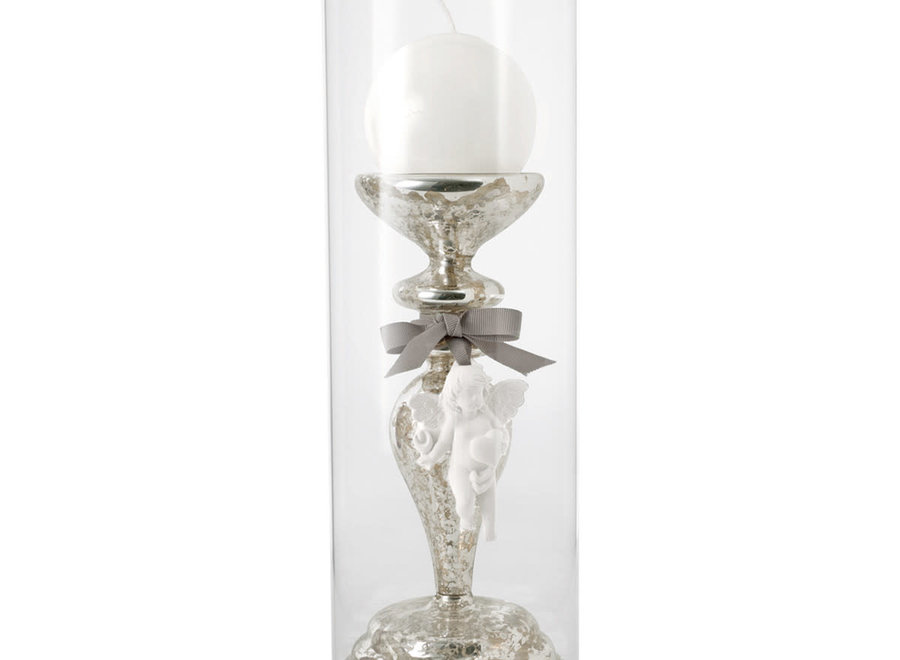 Candle holder H 34 cm with glass vase