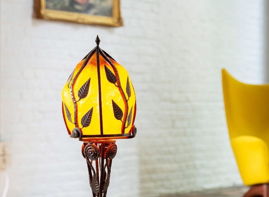 Franse Kunst glazen lamp - gesigneerd  "Degué" - Begin 20° Eeuw
