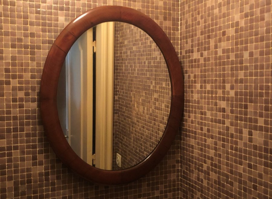 Oval mahogany mirror