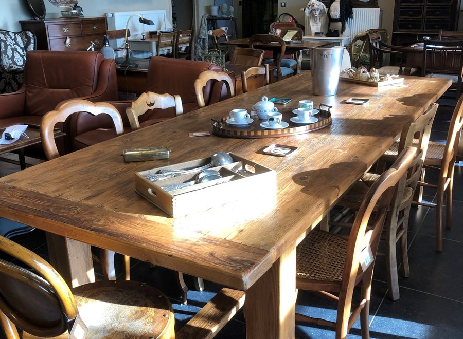 Stained table in fruit wood