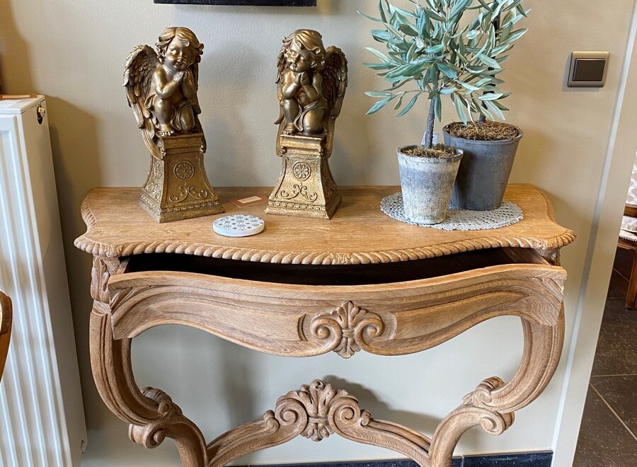 Oak wall console with 1 drawer in Louis XV style