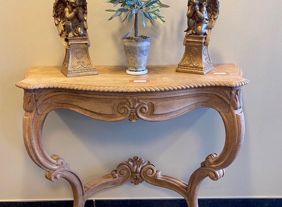 Oak wall console with 1 drawer in Louis XV style