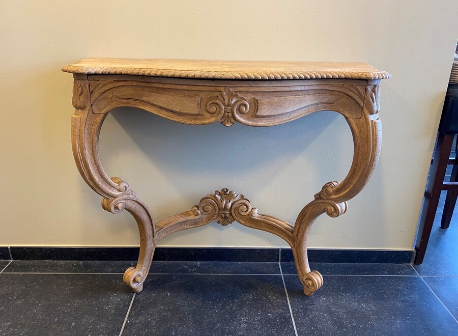 Oak wall console with 1 drawer in Louis XV style