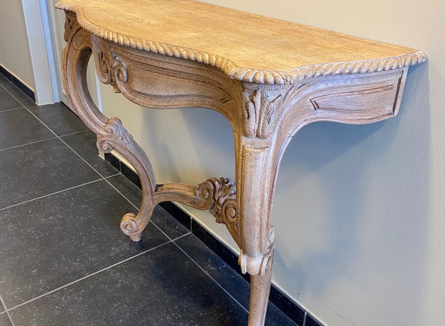 Oak wall console with 1 drawer in Louis XV style