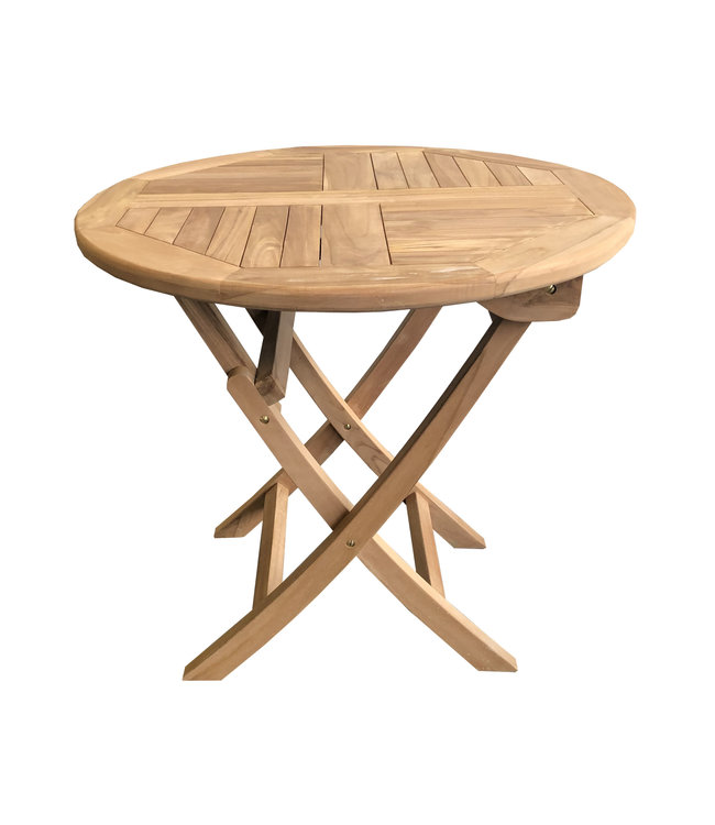 Beach7 Cozy teak tuintafel opklapbaar rond diameter 80 cm