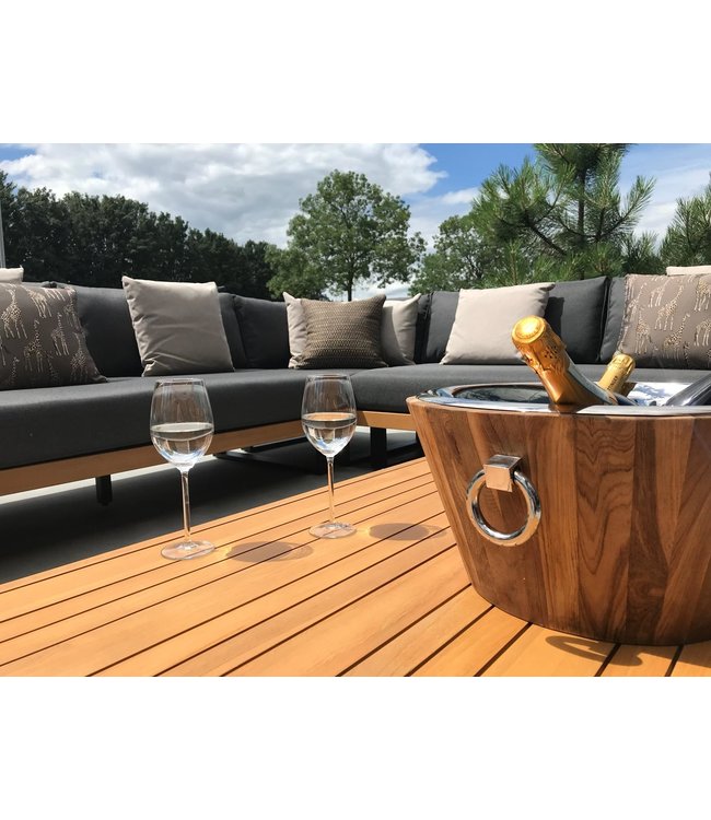 Guiño Calma luxe platform lounge set in aluminium met teakhout