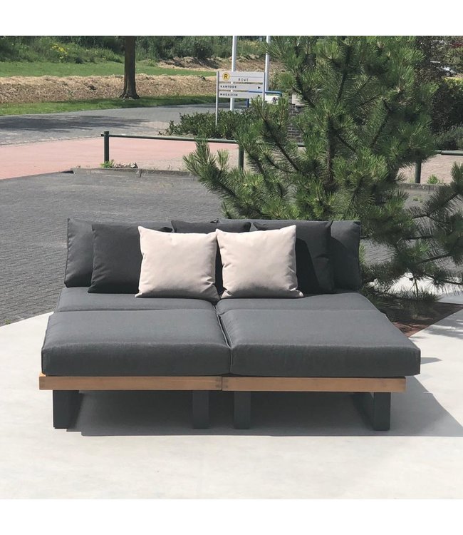 Guiño Calma luxe platform lounge set in aluminium met teakhout
