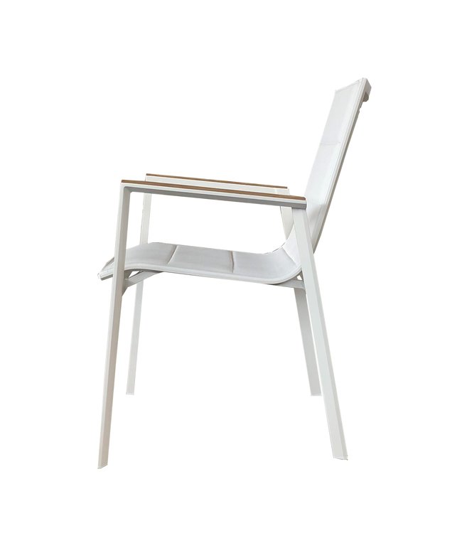 Beach7 Luca  stapelbare tuinstoel met teakhouten armleuning