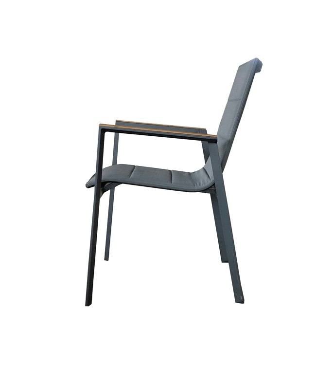 Beach7 Luca  stapelbare tuinstoel met teakhouten armleuning