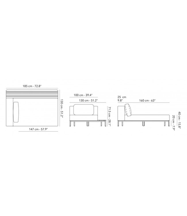 Mauroo 2-delige Loungeset Wit 185x375 cm Aluminium-Teak