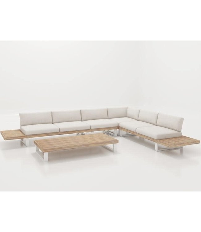 Guiño Calma luxe platform lounge set in aluminium met teakhout