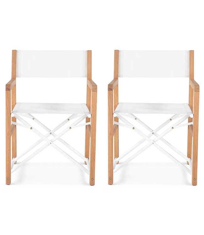 Guiño Director opklap tuinstoel eucalyptus hout / textileen set per 2